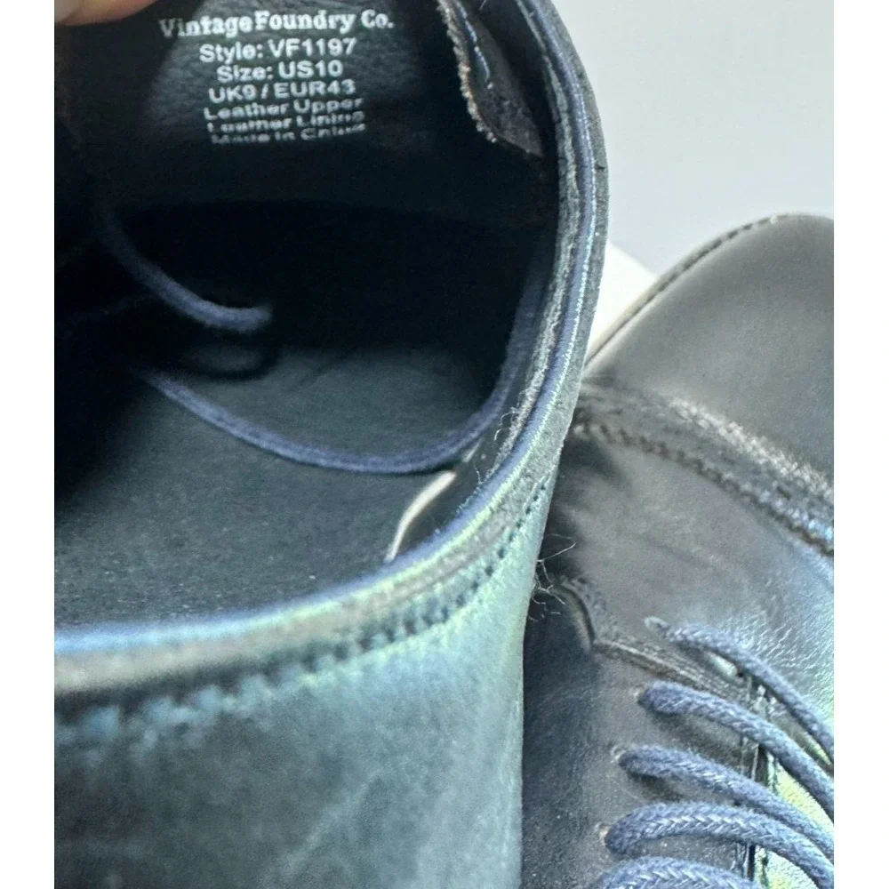 Vintage Foundry Co. Leather Business Career Cap Toe Oxfords Men 10 Midnight Navy